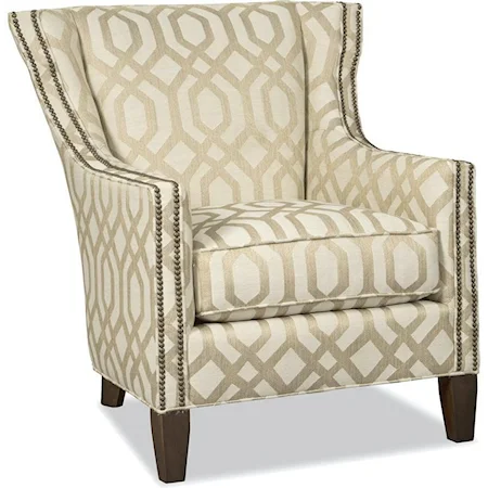 Transitional Wing Chair with Nailhead Trim