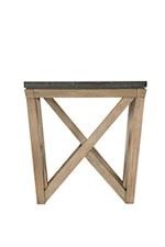 Riverside Furniture Hawkins Rustic Square End Table with Geometric Base