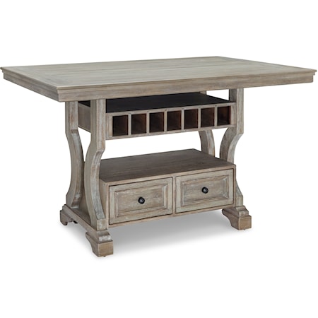 Casual 60" Counter Height Dining Table with Storage