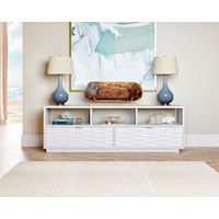 Contemporary Two-Drawer TV Credenza with Open Shelf Storage