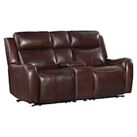 Contemporary Reclining Power Loveseat with Power Headrest