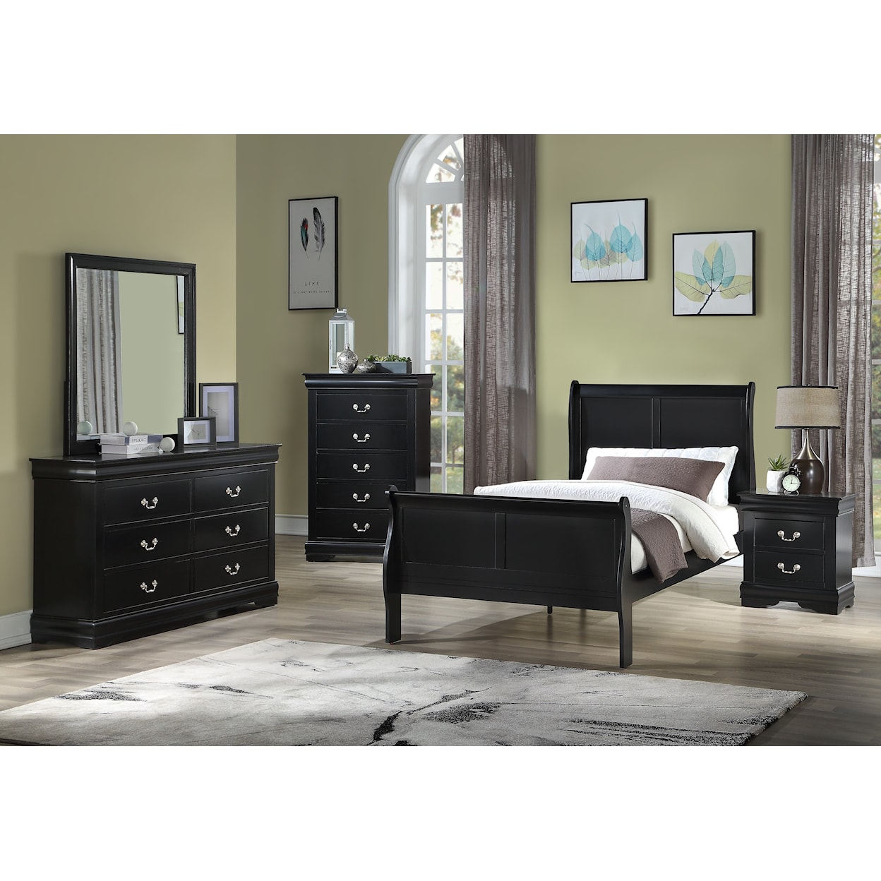 Crown Mark Louis Philip Twin 5-Piece Bedroom Set