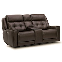 Casual Power Reclining Loveseat with Console and Cupholders