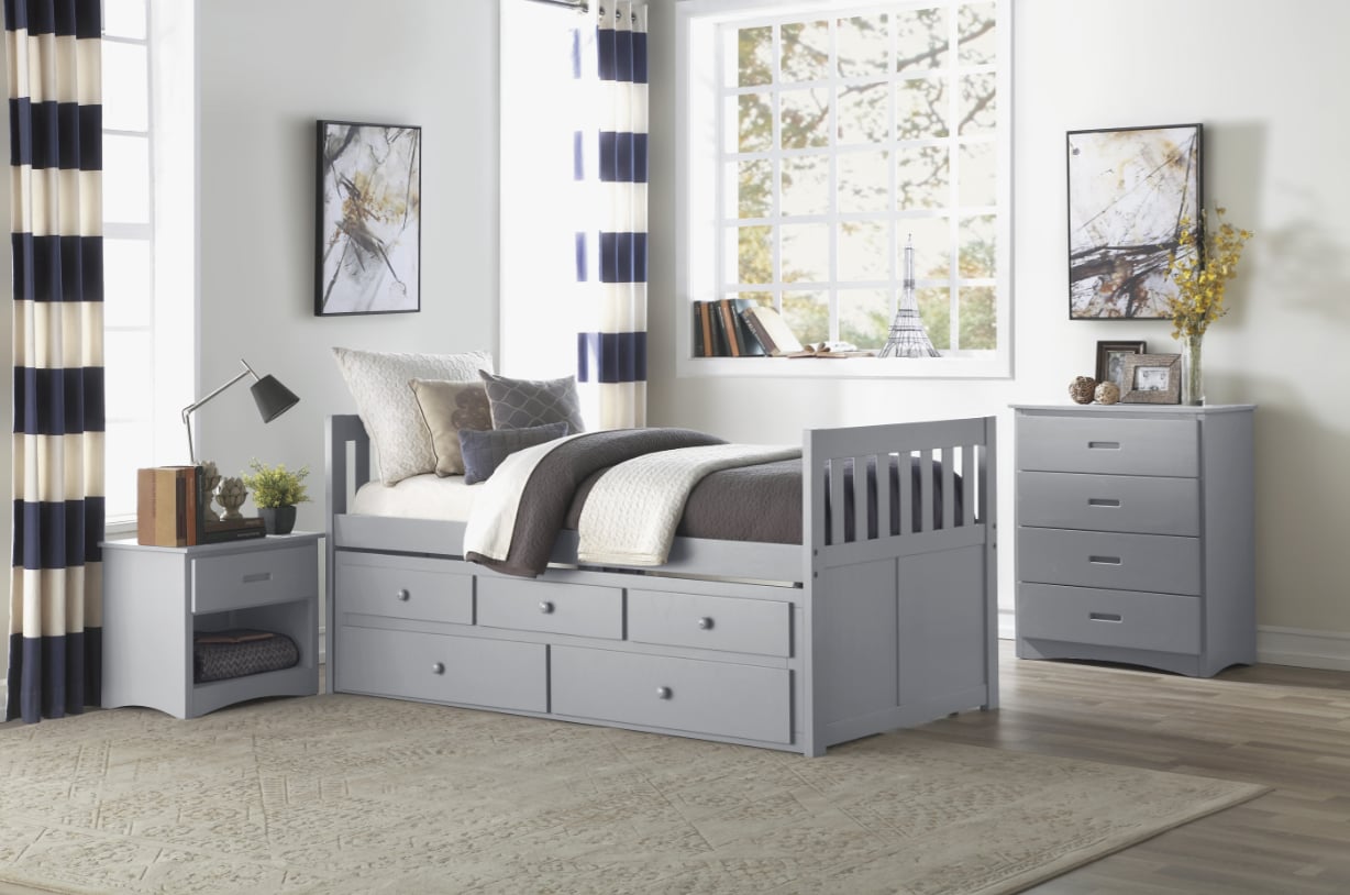 Twin Over Twin Trundle Bed with Storage