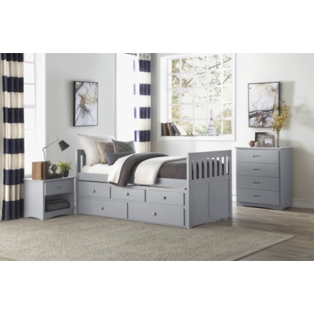 Twin Over Twin Trundle Bed with Storage