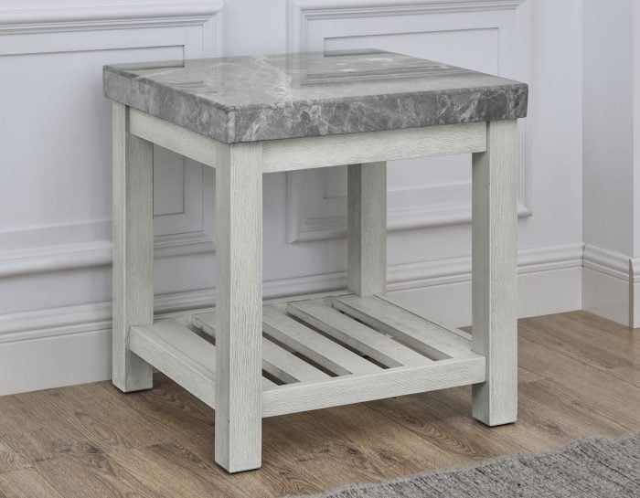 Gray Marble Top End Table