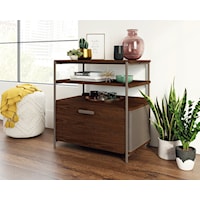 Contemporary Lateral File Cabinet with Open Shelf Storage