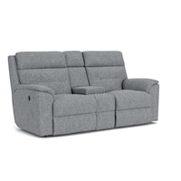 Casual Power Reclining Loveseat with Console and Tufted Back