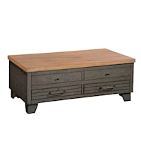 Farmhouse Lift-Top Cocktail Table with Drawers