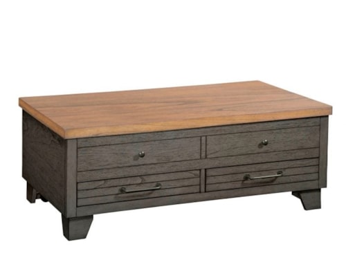 Farmhouse Lift-Top Cocktail Table with Drawers