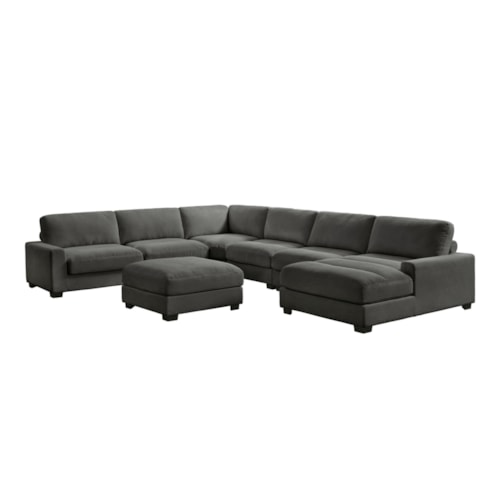 Transitional 7-Piece Sectional Sofa with Right Facing Chaise