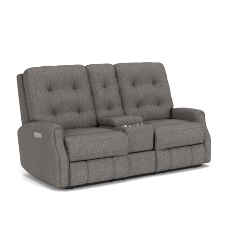 Button Tufted Power Reclining Loveseat with Console and Power Headrests