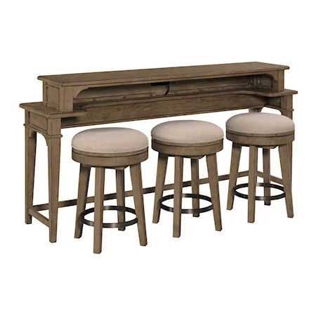 Transitional Drummond Bar Console with 3 Swivel Stool Set