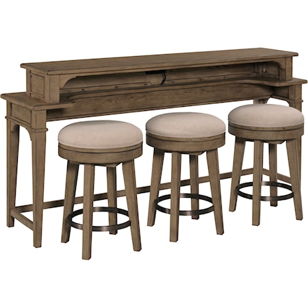Transitional Drummond Bar Console with 3 Swivel Stool Set