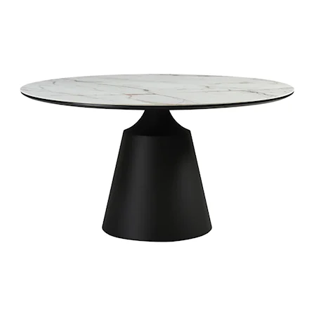 Transitional Round Dining Table with Stone Top