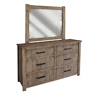 Rustic 6-Drawer Dresser and Mirror Set