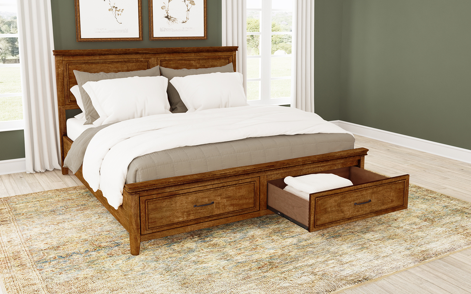 Queen Panel Storage Bed