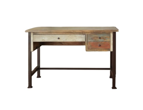 Rustic 3-Drawer Writing Desk with Keyboard Tray