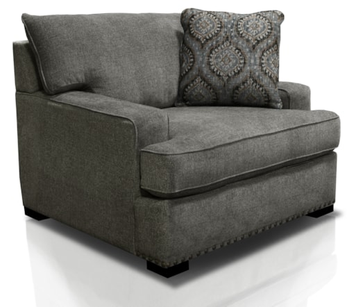 Casual Chair and a Half with with Nailhead Trim