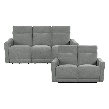 Contemporary 2-Piece Power Reclining Living Room Set with Lay-Flat Mechanism