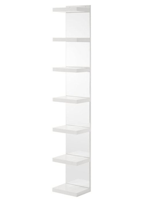 Glam White Open Shelving Rack with Mirrored Back