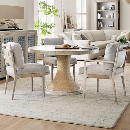 Contemporary 4-Piece Round Table and Upholstered Chair Set