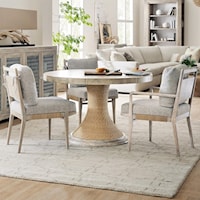 Contemporary 4-Piece Round Table and Upholstered Chair Set