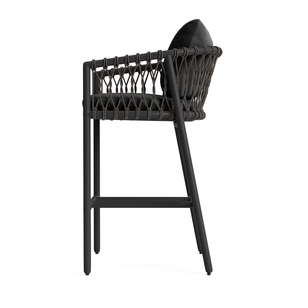 Brown Jordan Oscar Cushioned Barrel-Back Rope Barstool