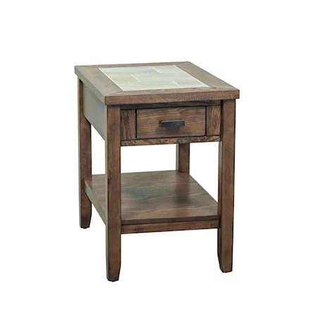 Chair Side Table with Ceramic Tile Top