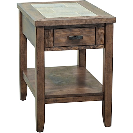 Chair Side Table with Ceramic Tile Top