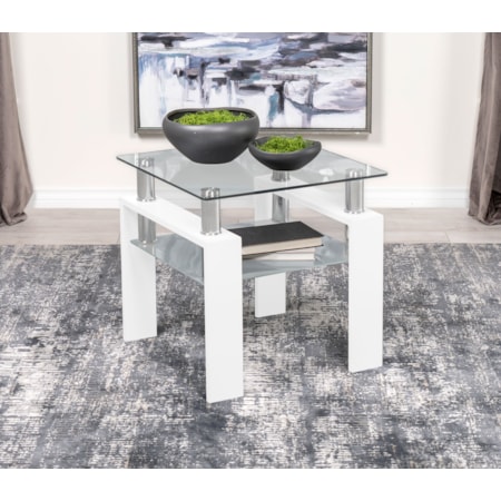 Dyer 1-Shelf Glass Top Side End Table