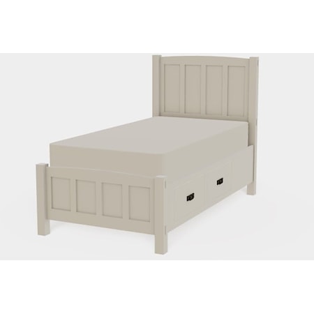 American Craftsman Twin XL Panel Bed with Right Drawerside Storage