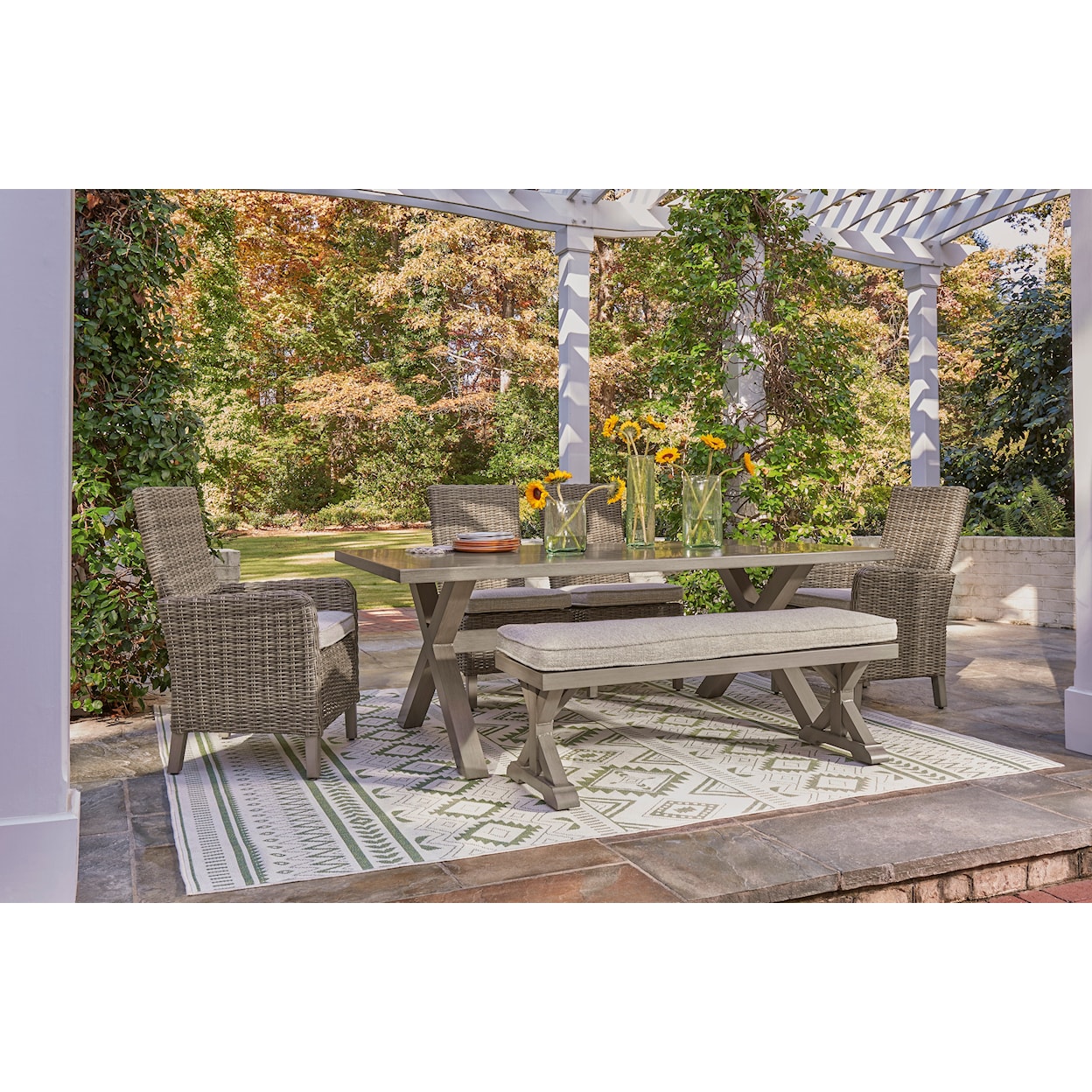 Signature Beach Front 6-Piece Outdoor Dining Set with Bench