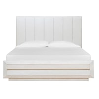 Glam Upholstered Queen Panel Bed with Low-Profile Footboard