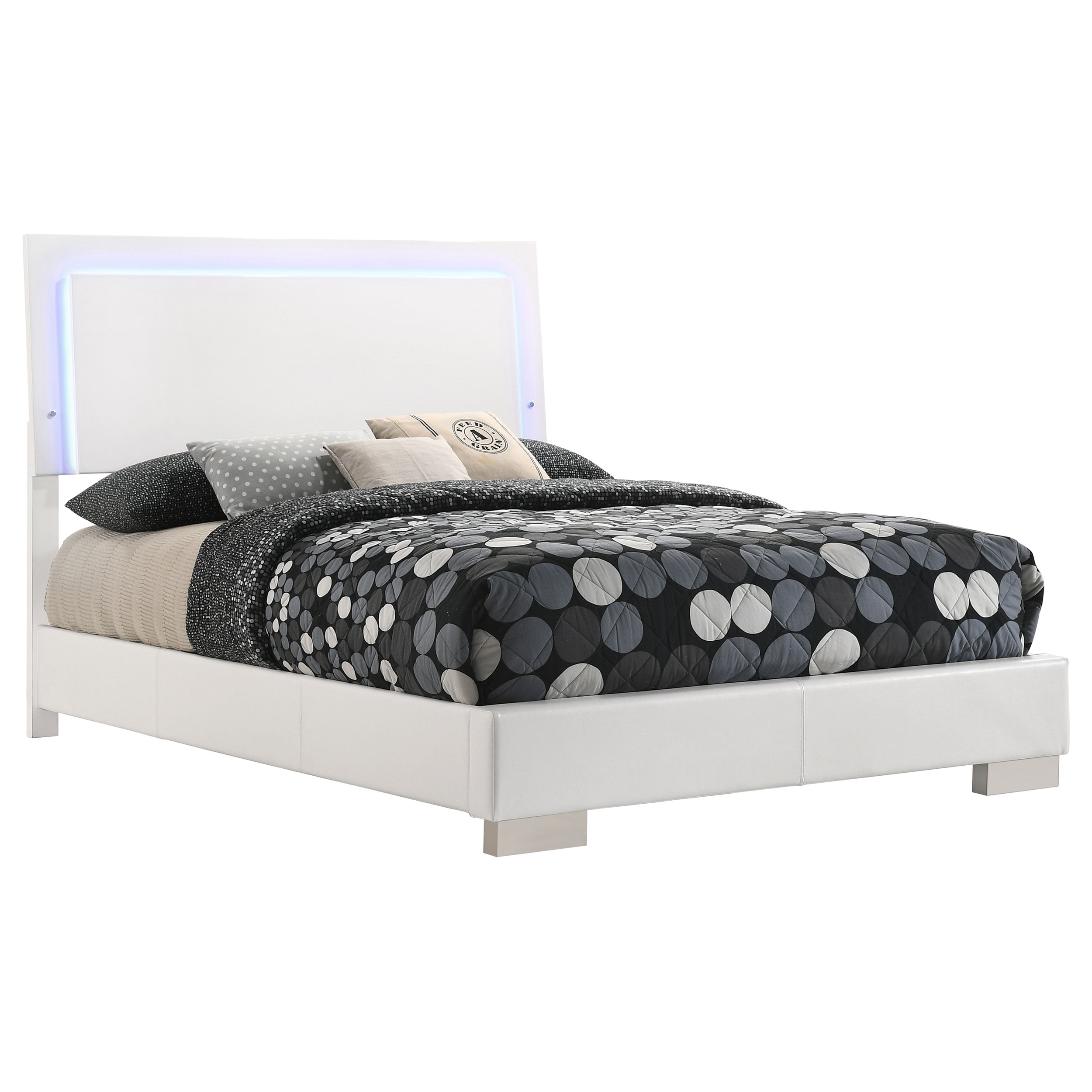 Wood Full LED Panel Bed