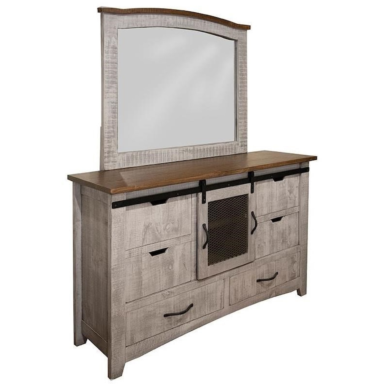 International Furniture Direct Pueblo Dresser and Mirror