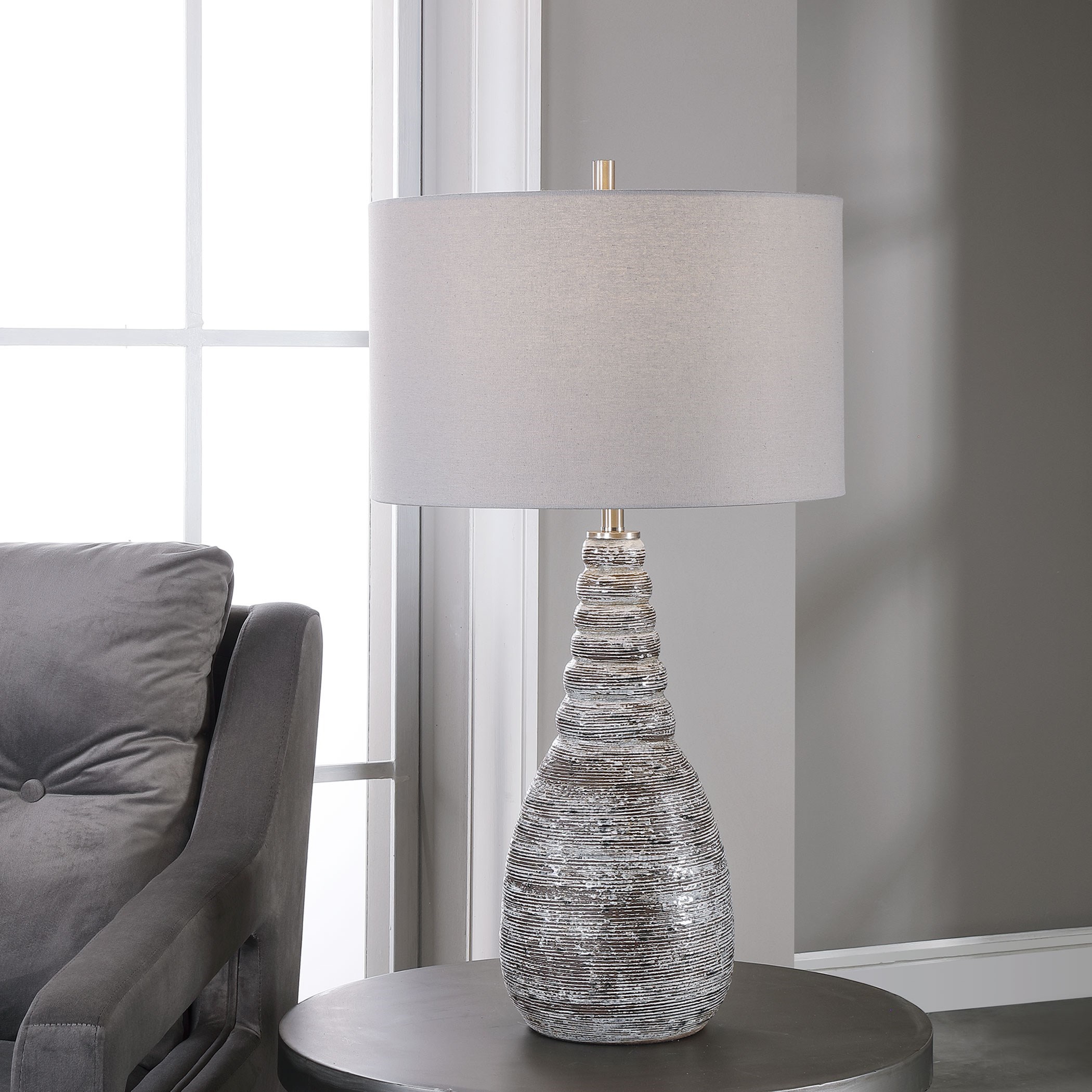 Uttermost Table Lamps White Crackle Table Lamp