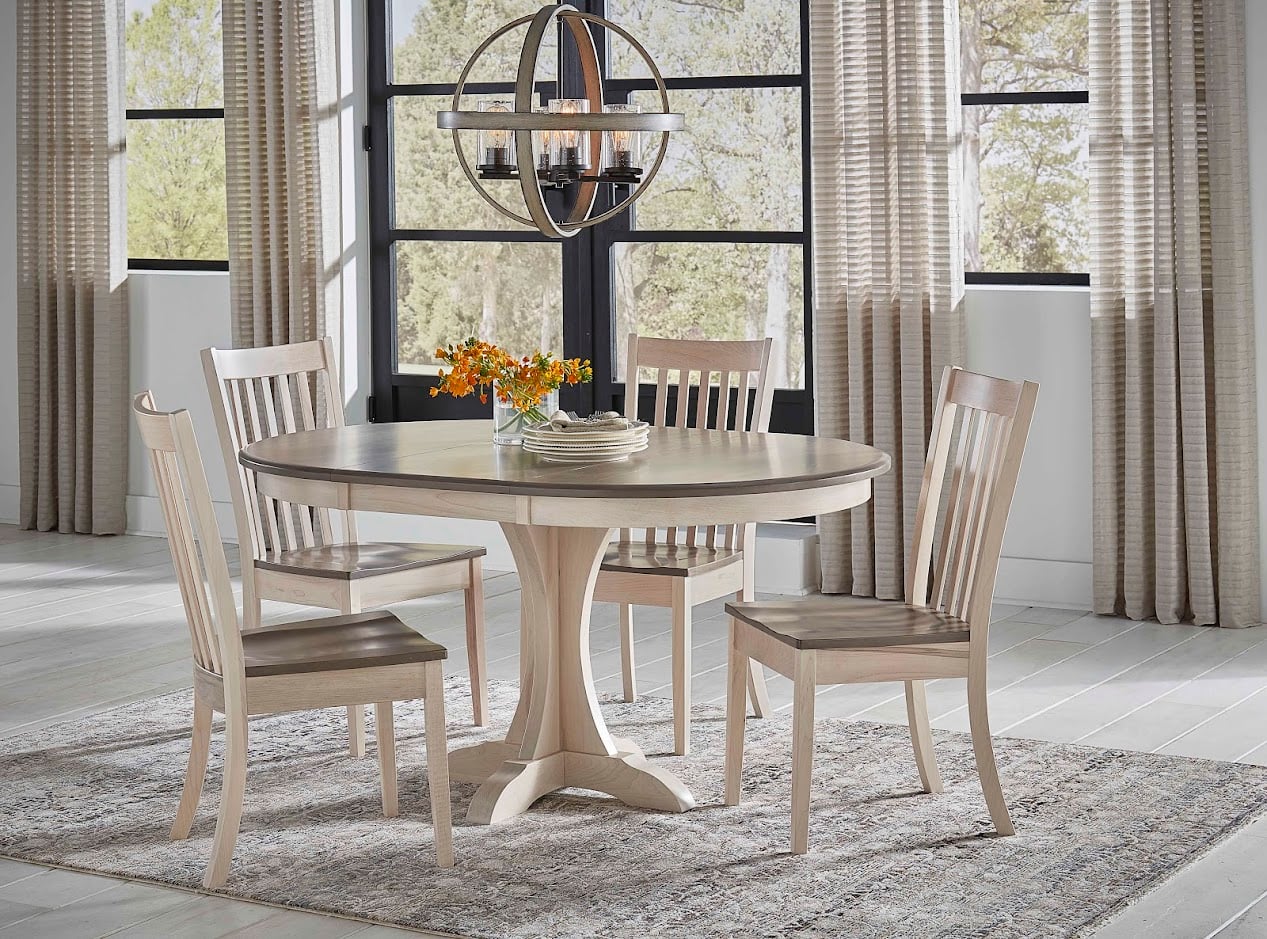 Amish round dining table deals and chairs