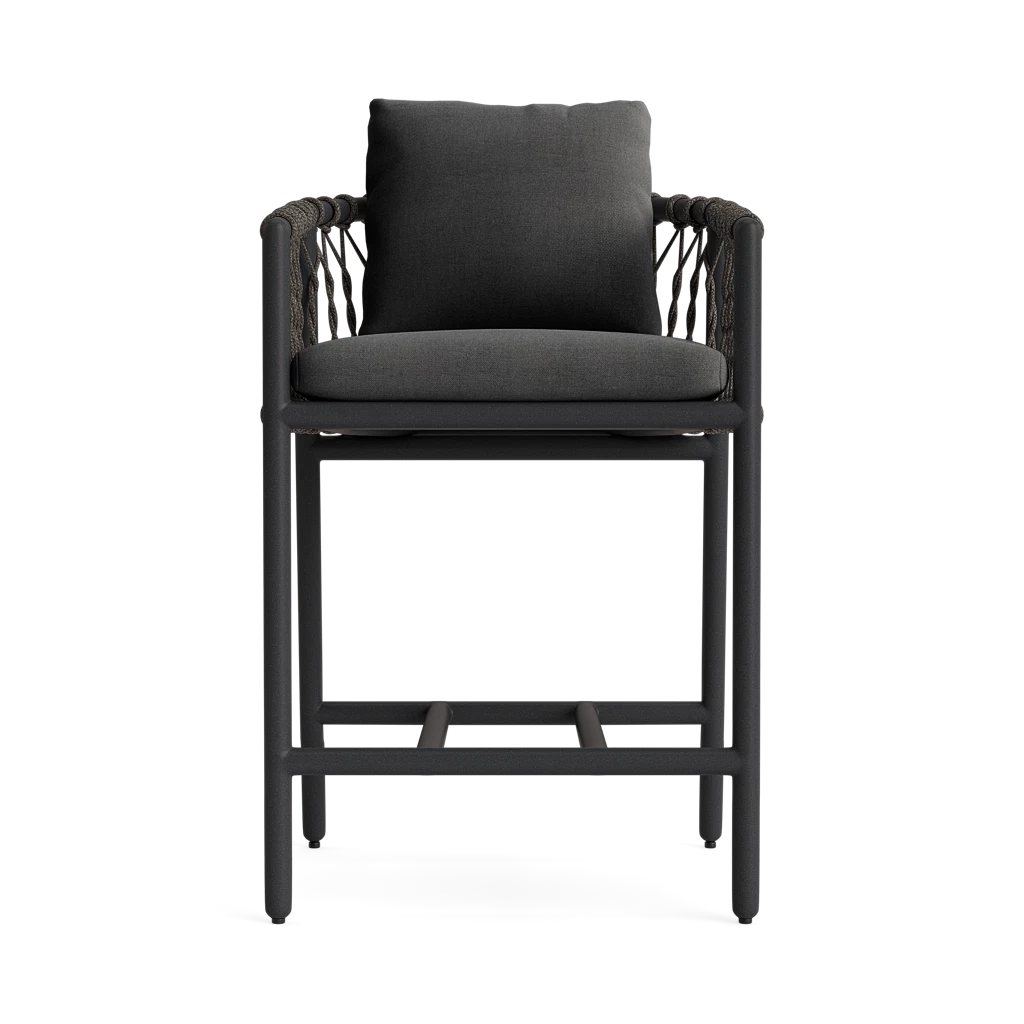 Brown Jordan Oscar Cushioned Barrel-Back Rope Counter Stool