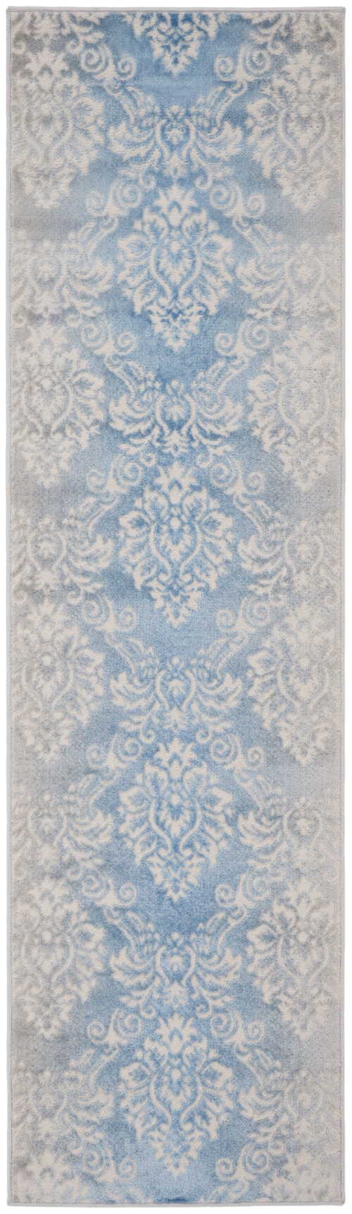 2'3" x 7'6" Ivory Blue Runner Rug