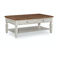 Transitional Coffee Table in Hickory and Shell