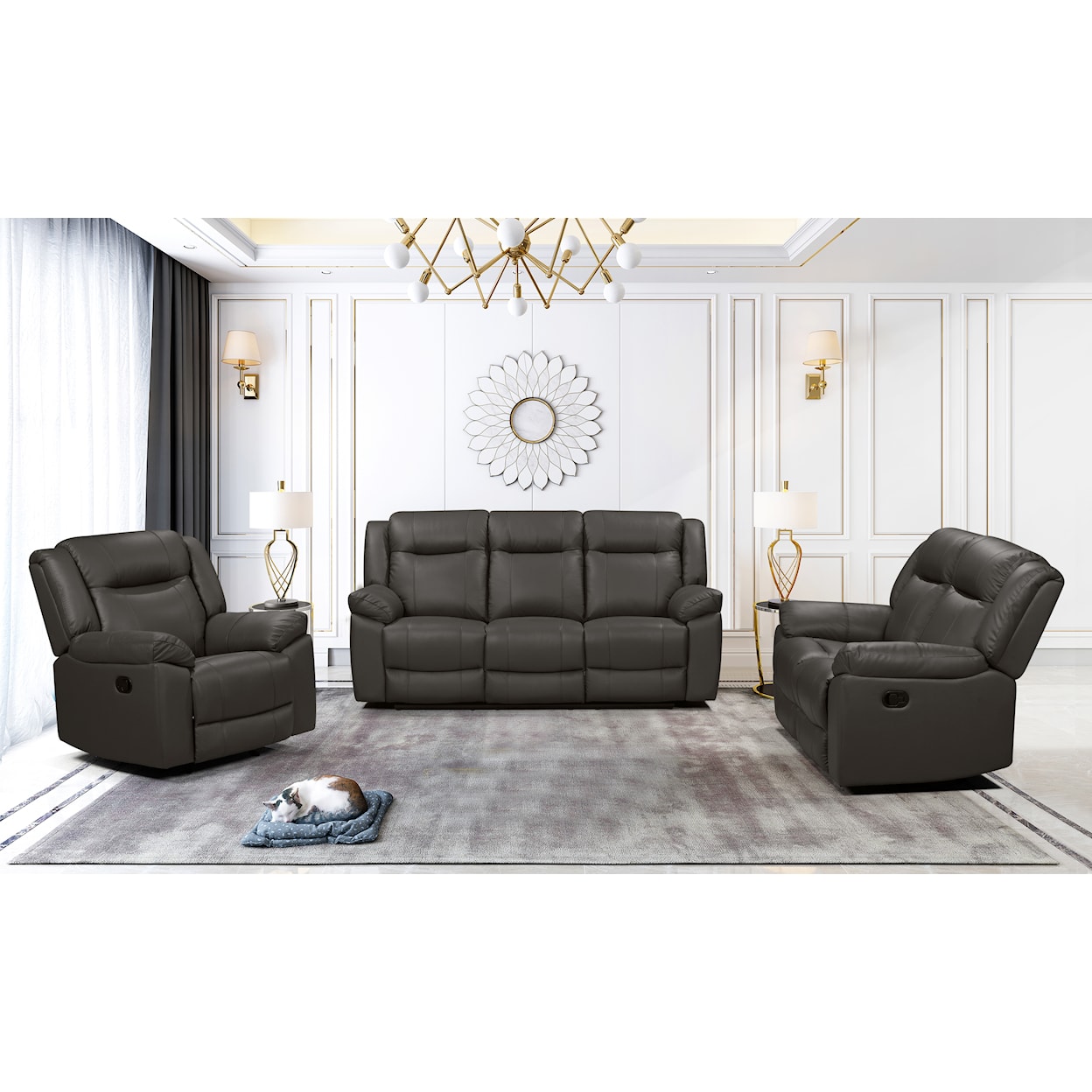 New Classic Furniture Taggart Leather Sofa W/Dual Recliners