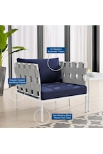Modway Harmony 3 Piece Outdoor Patio Aluminum Sectional Sofa Set