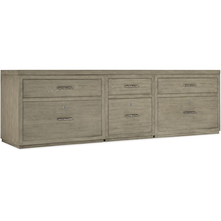Casual Office Credenza with 3 File Cabinets