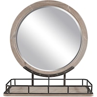 Rustic Farmhouse Round Dresser Mirror with Metal Base