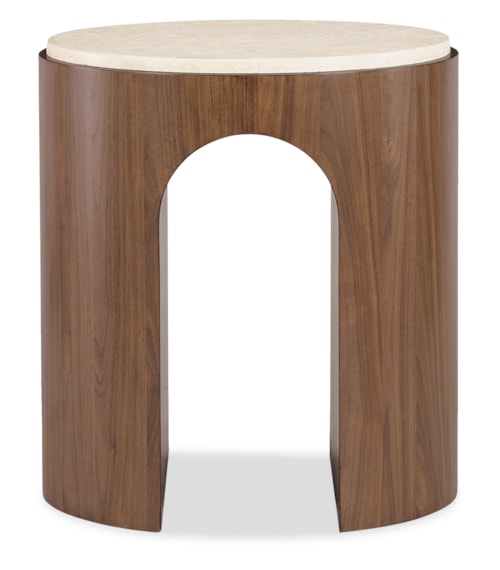 Transitional Round End Table with Archway Base