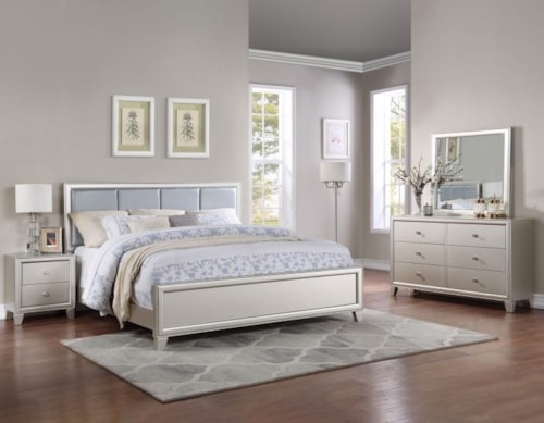 Contemporary 4-Piece Queen Bedroom Set with Champagne Finish