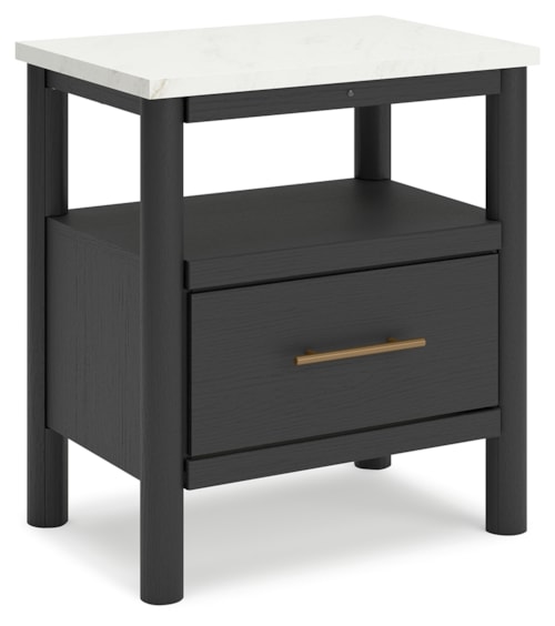1-Drawer Nightstand with Marble-Look Top