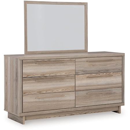 Casual 6-Drawer Dresser with Landscape Mirror