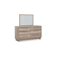 Casual 6-Drawer Dresser with Landscape Mirror